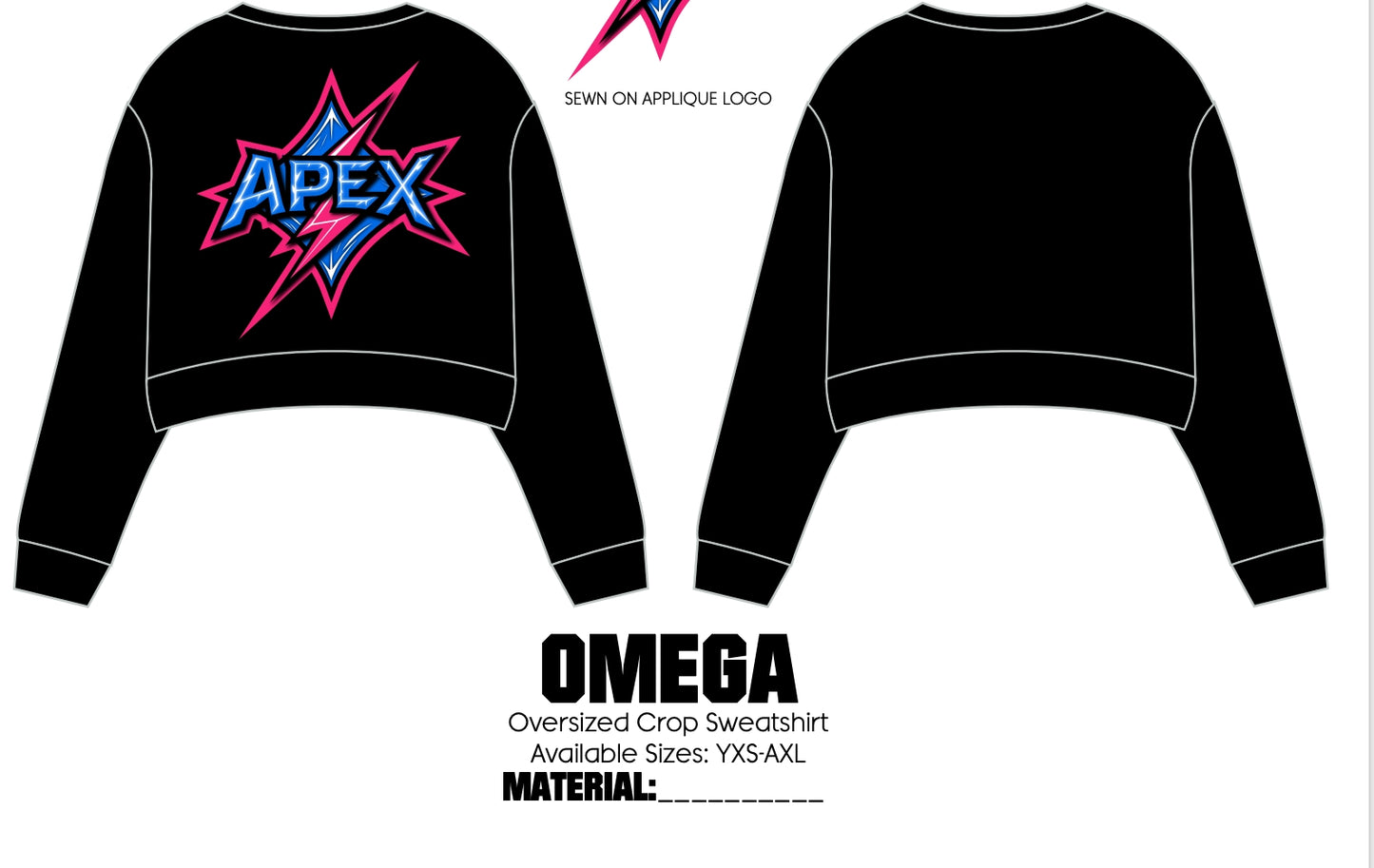 The Omega Crop Sweatshirt w/ Sew on Apex Applique