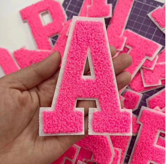 PInk & White Iron on Letter Patches