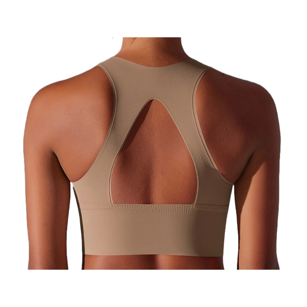 Seamless High-Neck Cutout Top