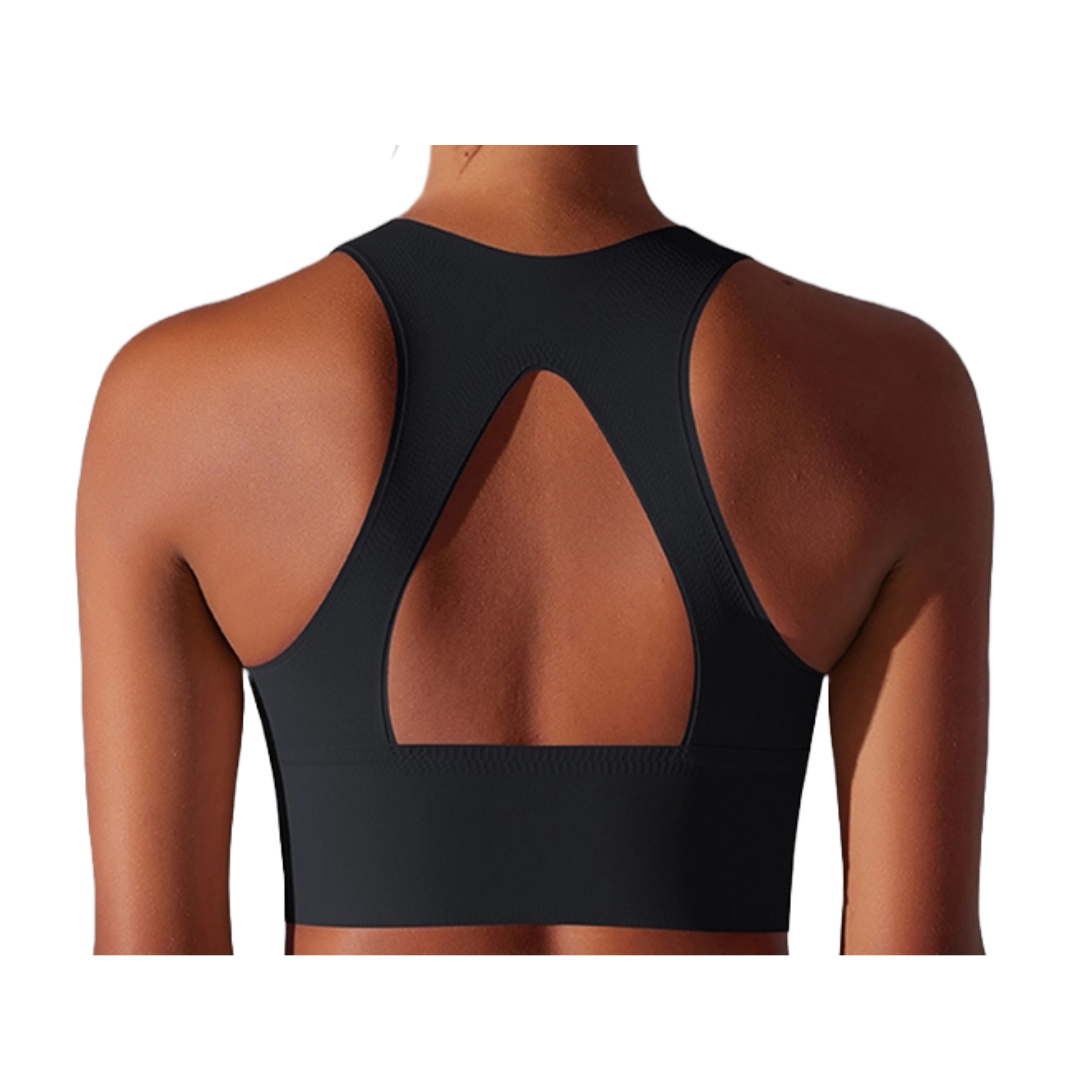 Seamless High-Neck Cutout Top