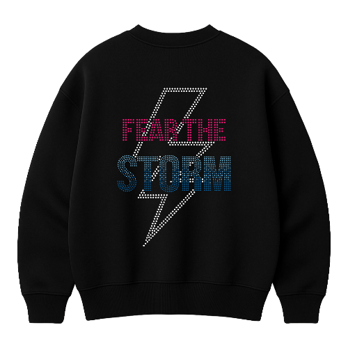 Fully Blinged Out Neon Bolt Storm Crewneck